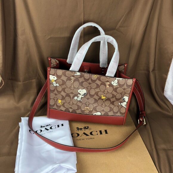 COACH PEANUTS DEMPSEY Carryall Signature Canvas Snoopy Woodstock - Picture 1 of 9